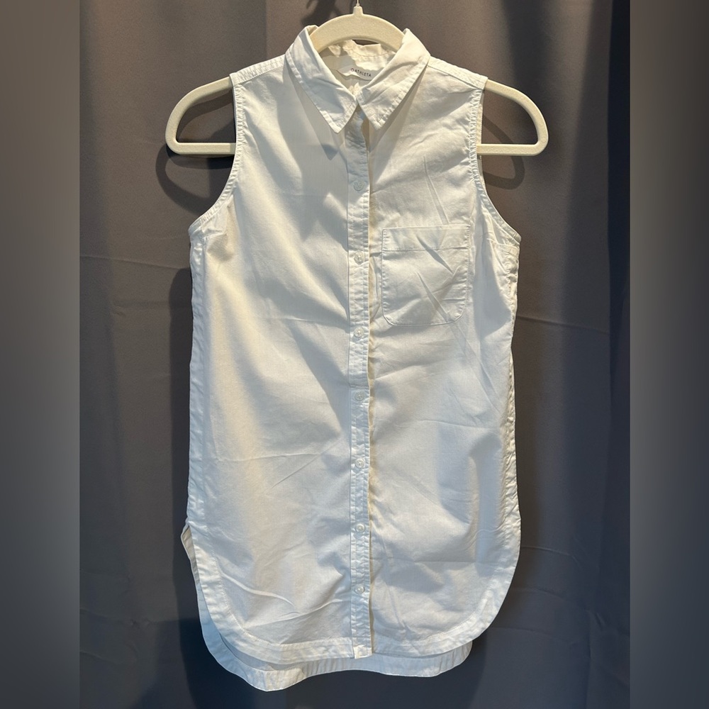 ⭐️3/$20 Athleta White Sleeveless Button Down Tunic | Women’s XXS